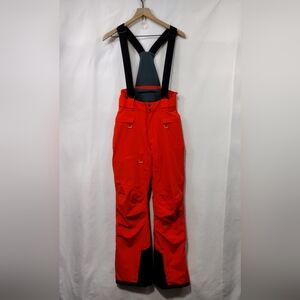 Red Women's Ski Pants with Adjustable Suspenders